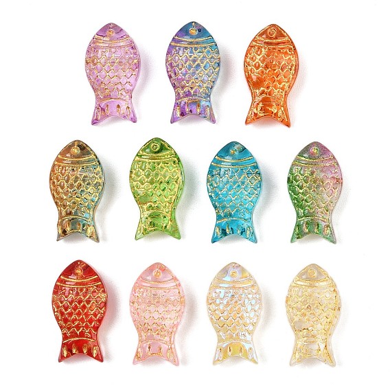 Краска для выпечки и стеклянные бусины, инкрустированные золотым металлом, рыба