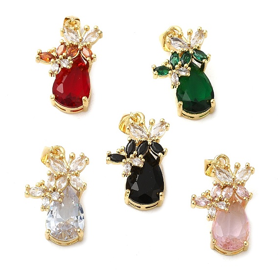 Стойка металлическая латунная микропрофилированная кубическая циркония подвески, без кадмия и без свинца, долговечный, реальный 18 k позолоченный, слеза