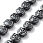 Synthetic Non-Magnetic Hematite Beads Strands, Hexagon with Skull Pattern, Halloween