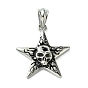 304 из нержавеющей стали большие кулоны, звезда с подвесками в виде черепа