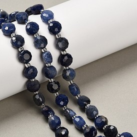 Природный содалит бисер нитей, плоско-круглые, граненые, с бисером