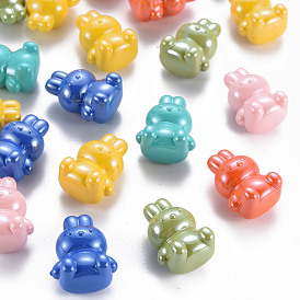Pearlized Opaque Acrylic Beads, Half Drilled, Rabbit