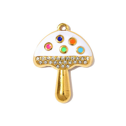 304 нержавеющей стальной эмали подвески, грибные прелести, со стразами, зеркальная полировка, ионное покрытие (ip)