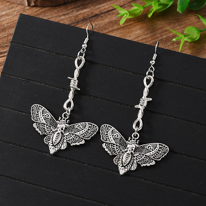 Серьги-подвески в виде мотыльков из сплава