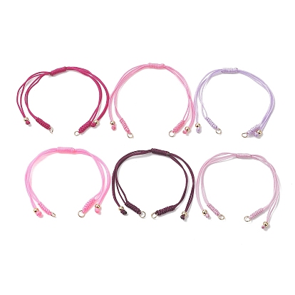 6шт 6 цвета плетеный нейлоновый шнур изготовление браслета, с латунными бусинами и 304 наконечниками из нержавеющей стали, золотые