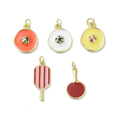 Латунь эмаль подвески, с целью перехода в кольце, реальный 18 k позолоченный, ракетка для настольного тенниса