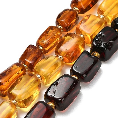 Янтарные шарики нити, прямоугольные, с бисером