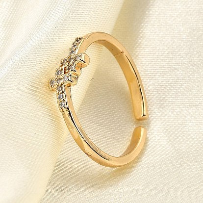 Латунные кольца-манжеты с микропаве и прозрачным цирконием для женщин, без кадмия, без никеля и без свинца, слэш