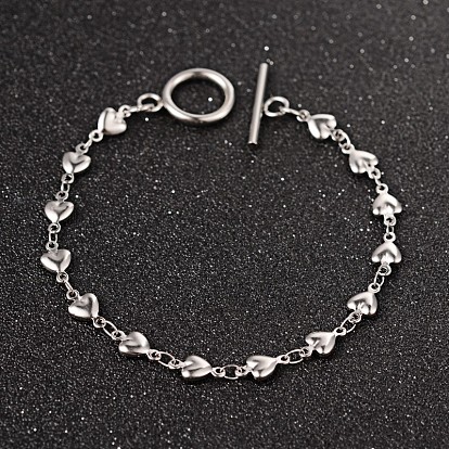 Сердце 304 из нержавеющей стали ссылку цепи браслеты, с OT застежками, 7-1/2 дюйм (190 мм), 5.5x2 мм