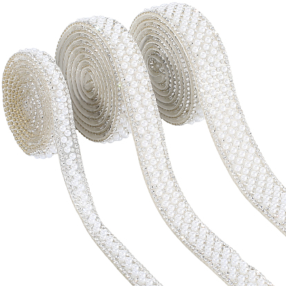 3 ярдов 3 стилей самоклеящийся АБС-пластик с имитацией жемчуга и стразами горячей фиксации