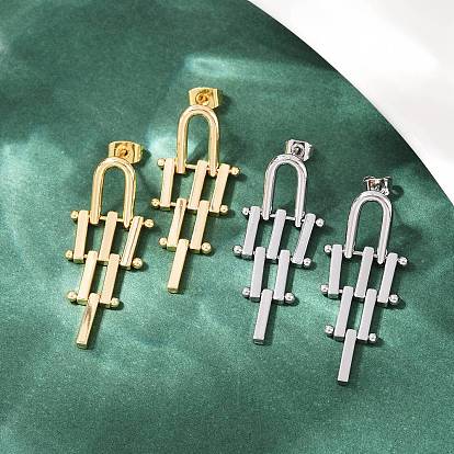 Серьги-гвоздики с треугольными кисточками из латуни