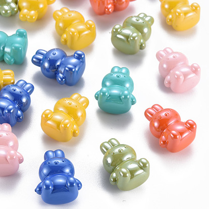 Pearlized Opaque Acrylic Beads, Half Drilled, Rabbit