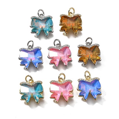 Латунные микро проложить кубического циркония прелести, бантом, со стеклом и петлей, долгоиграющий, без свинца и без кадмия, граненые