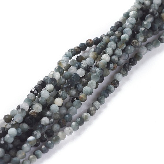 Natural Eagle Eye Stone Beads Strands, Round, Faceted