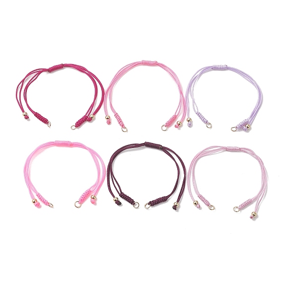 6шт 6 цвета плетеный нейлоновый шнур изготовление браслета, с латунными бусинами и 304 наконечниками из нержавеющей стали, золотые