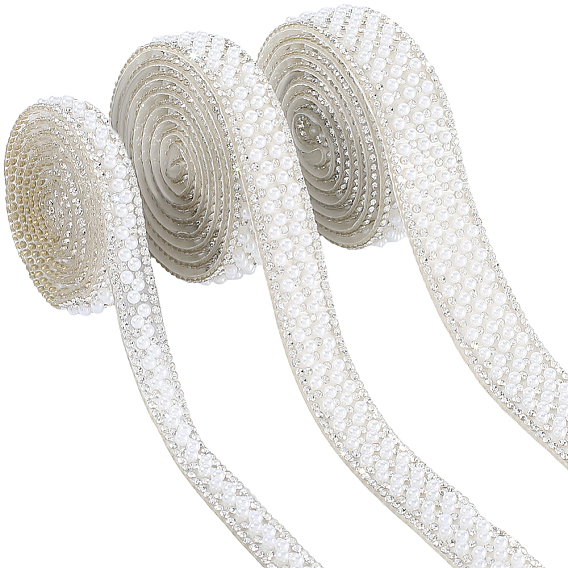 3 ярдов 3 стилей самоклеящийся АБС-пластик с имитацией жемчуга и стразами горячей фиксации