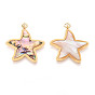 304 подвески из натуральной ракушки из нержавеющей стали, подвески в виде морских звезд с соединительными кольцами, реальный 18 k позолоченный, ионное покрытие (ip)