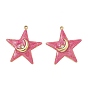 304 подвески из нержавеющей стали, звезды с луной, с эмалью и стразами