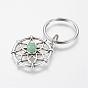 Alloy Gemstone Keychain, with 316 Surgical Stainless Steel Key Ring