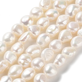 Natural Cultured Freshwater Pearl Beads Strands, Two Side Polished, Grade 7A