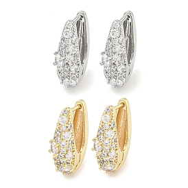 Женские серьги-кольца из латуни с микропаве и прозрачными циркониями