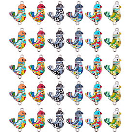 42 шт. 6 стили печатных подвесок из сплава, Ссылки птиц, платина