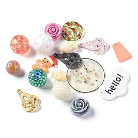 Opaque Resin Beads & Pendants, Mixed Shapes, Mixed Style