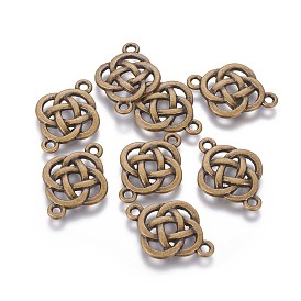 Flower Knot Tibetan Style Alloy Links/Connectors, Cadmium Free & Lead Free, 25x18x2mm, Hole: 2mm, about 550/1000g