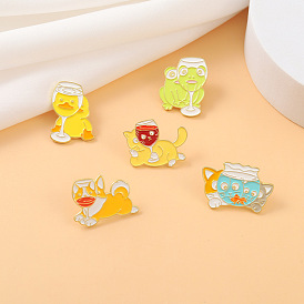 Cute Animal Brooch Pin Set for Wine Lovers and Fashionistas
