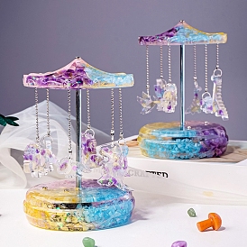 Natural Gemstone Display Decorations, Resin Home Office Decoration, Carousel