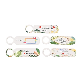 100Pcs Paper Leaf Printed Price Tags, Rectangle