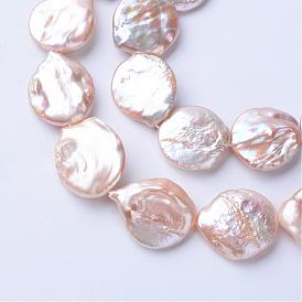 Hebras de perlas keshi de perlas barrocas naturales, perla cultivada de agua dulce, plano y redondo