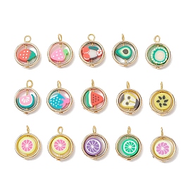 Подвески из полимерной глины ручной работы с пластиковыми рамками для бусин ccb, фрукты чары, золотые