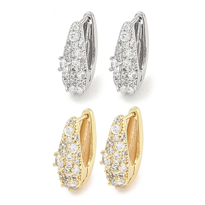 Женские серьги-кольца из латуни с микропаве и прозрачными циркониями