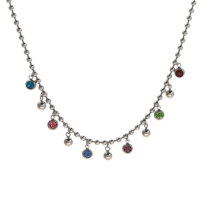 304 ожерелья нержавеющей стали, со стразами-подвесками, круглые