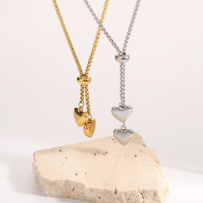 304 Колье-лариата из нержавеющей стали с кисточкой в форме сердца для женщин