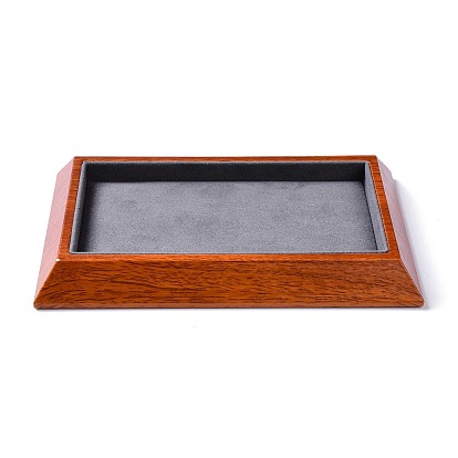 Rectangle Wood Pesentation Jewelry Bracelets Display Tray, Covered with Microfiber, Coin Stone Organizer