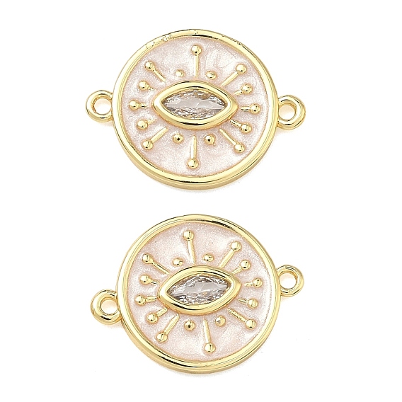 Латунные подвески-шармы с прозрачными кубическими циркониями и символом сглаза, белой эмалью, долговечный, стойки покрытие, без свинца и без кадмия