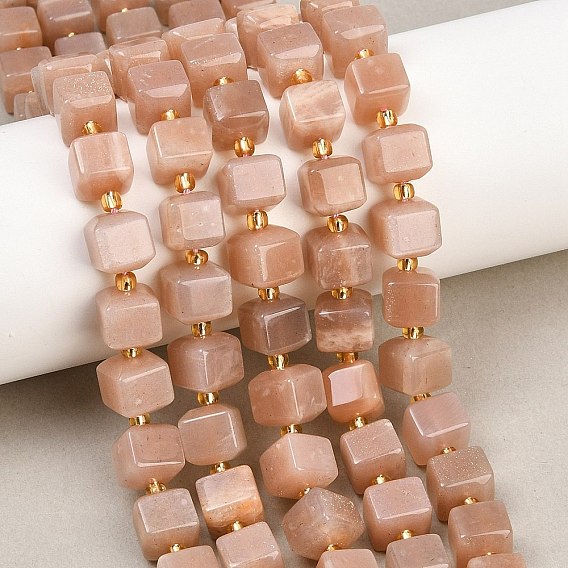 Натуральный Sunstone бисер пряди, кубические, с бисером