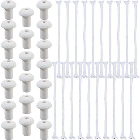 10шт. хлопковых фитилей для масляных ламп, с фарфоровыми бусинами в форме грибов