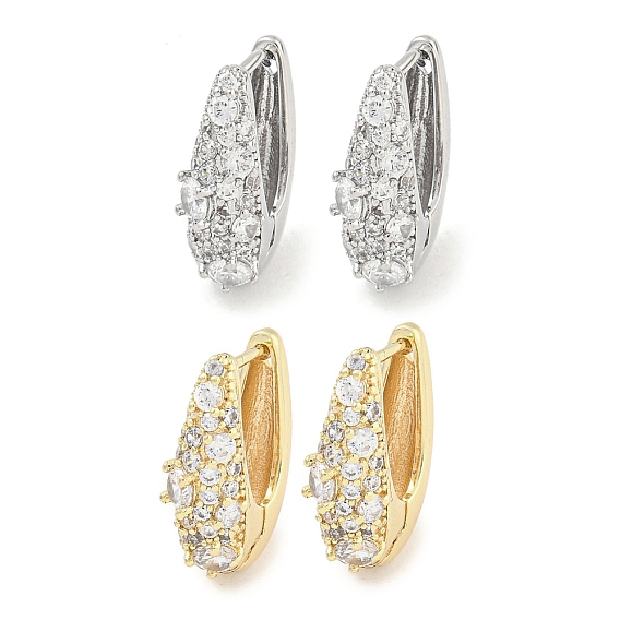 Женские серьги-кольца из латуни с микропаве и прозрачными циркониями