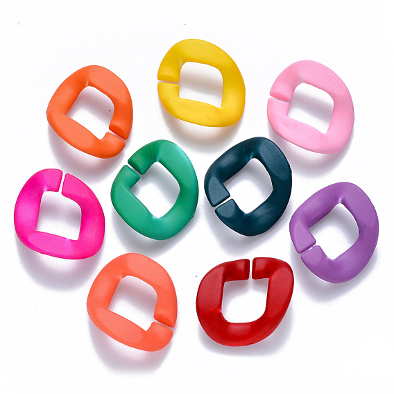 Opaque Spray Painted Acrylic Linking Rings, Quick Link Connectors, for Curb Chains Making, Twist