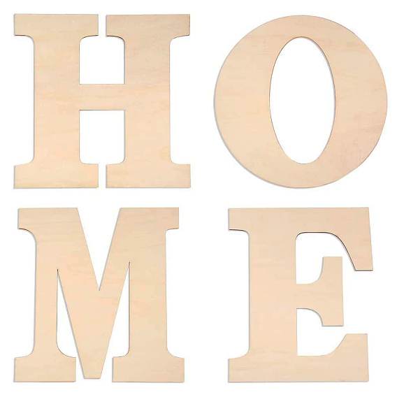 Letter Unfinished Wood Blank Cutouts, for DIY Crafts, Wedding, Home Decoration and Paint