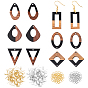 DIY Dangle Earring Making Kits, Including 12Pcs 6 Styles Resin & Walnut Wood Pendants, 60Pcs 2 Colors Brass Earring Hooks, 60Pcs 2 Colors Brass Jump Rings