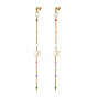 Natural Pearl Beaded Long Chain Dangle Stud Earrings for Women, Golden
