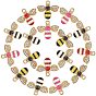 Alloy Enamel Pendants, with Cubic Zirconia, Bees, Golden