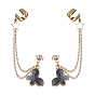 Light Gold 304 Stainless Steel Cuff Earring Chains, Star & Butterfly Alloy Enamel Dangle Stud Earrings Crawler Earrings