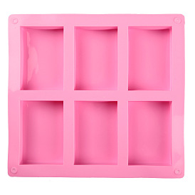 6 Cavities Silicone Molds, for Handmade Soap Making, Rectangle