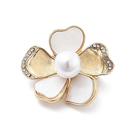 Alloy Brooch, with Rhinestone, Acrylic and ABS Imitation Pearl, Flower