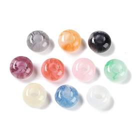 Two Tone Resin European Beads, Large Hole Beads, Rondelle